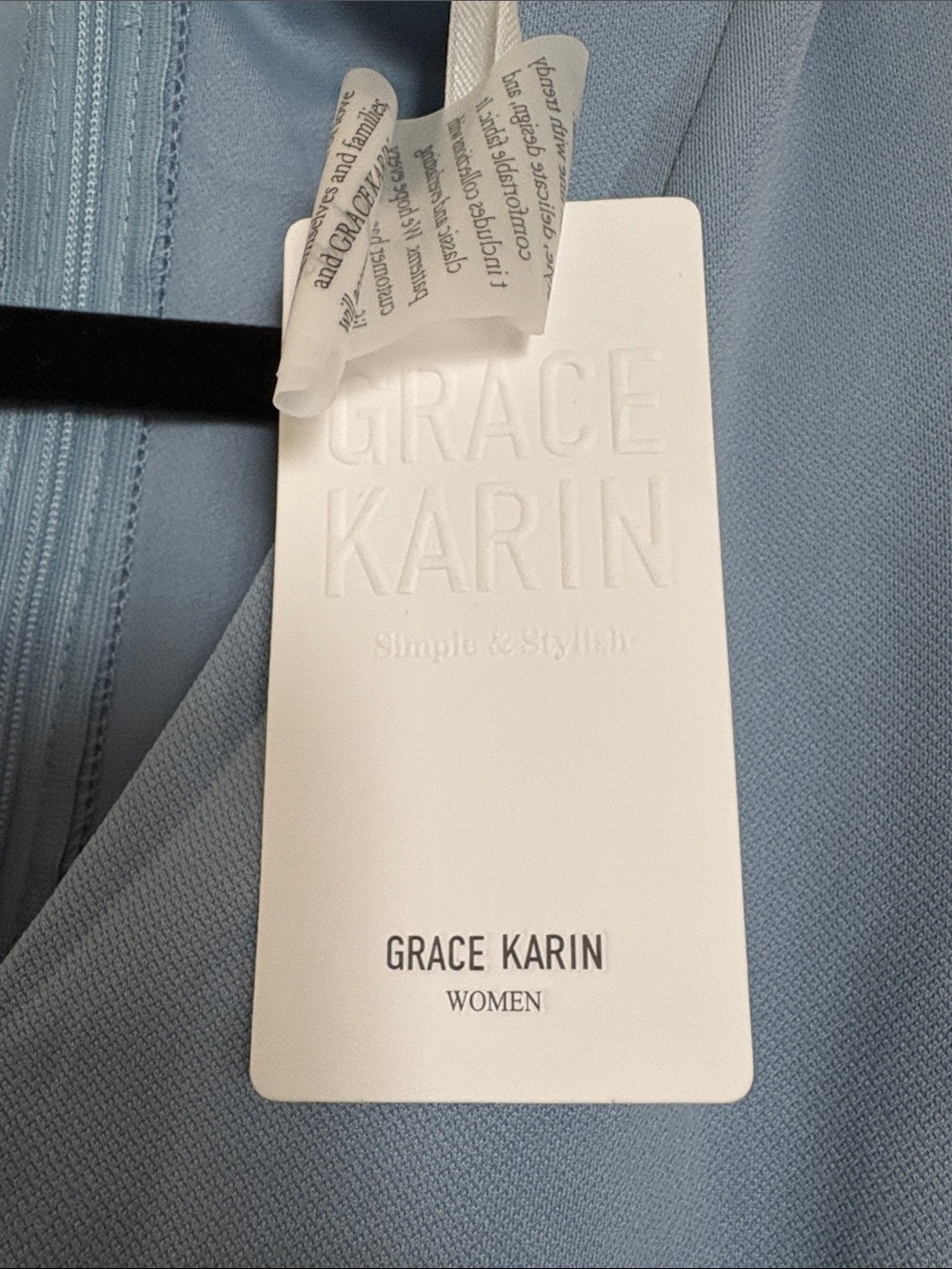 New Grace Karin Sleeveless Blue Belted A-Line Dress L - Picture 3 of 9